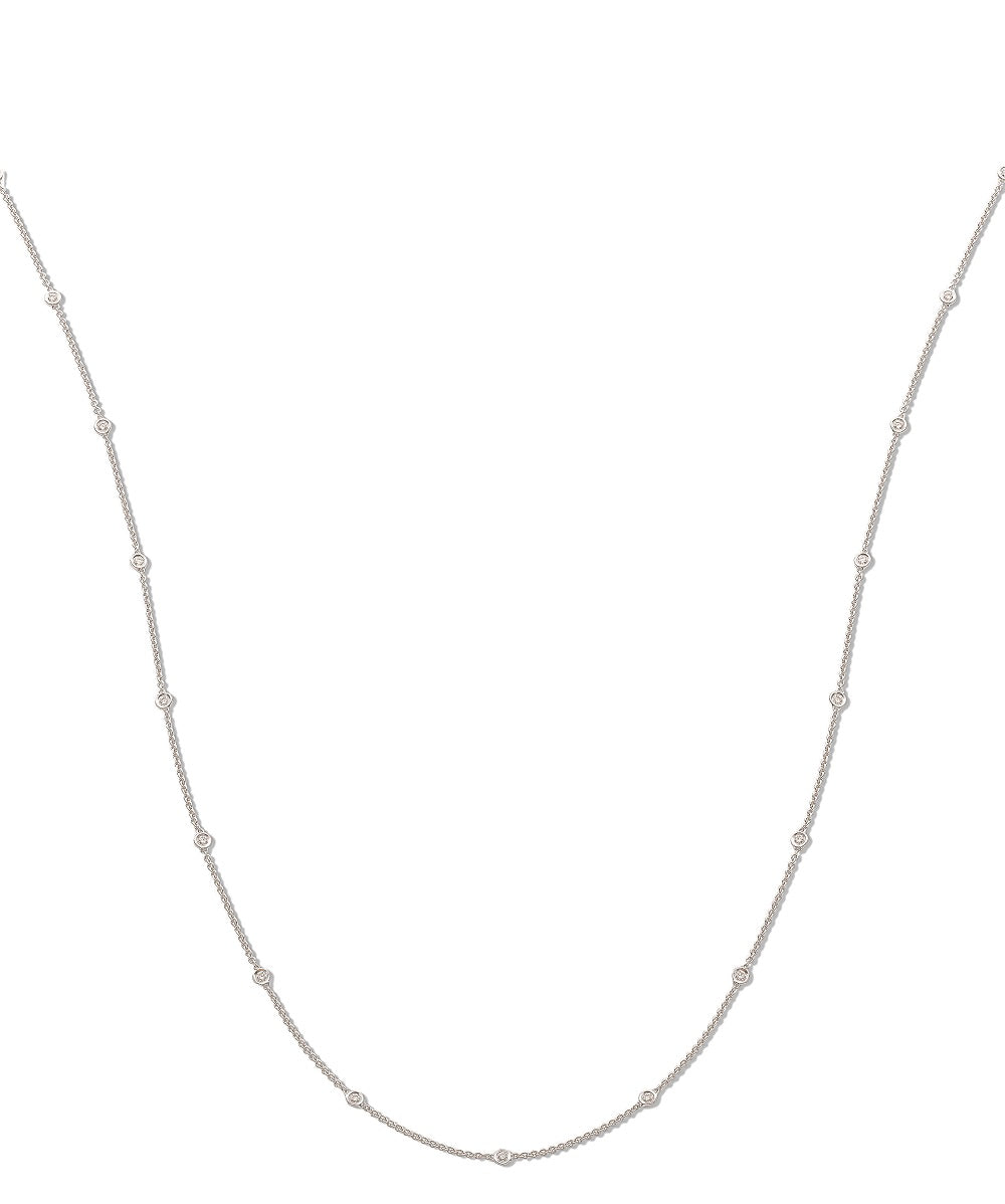 18ct White Gold 1.00ct Rubover Diamond Chain (36in/91cm) TGC-DCN0058