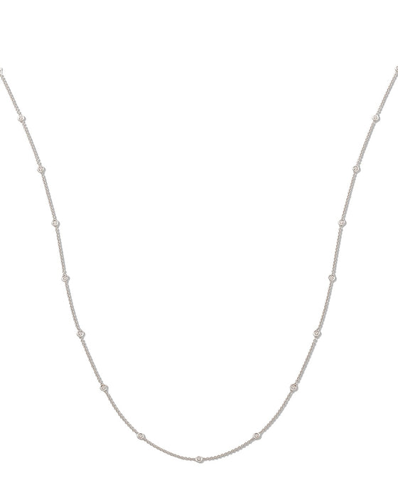 18ct White Gold 1.00ct Rubover Diamond Chain (36in/91cm) TGC-DCN0058