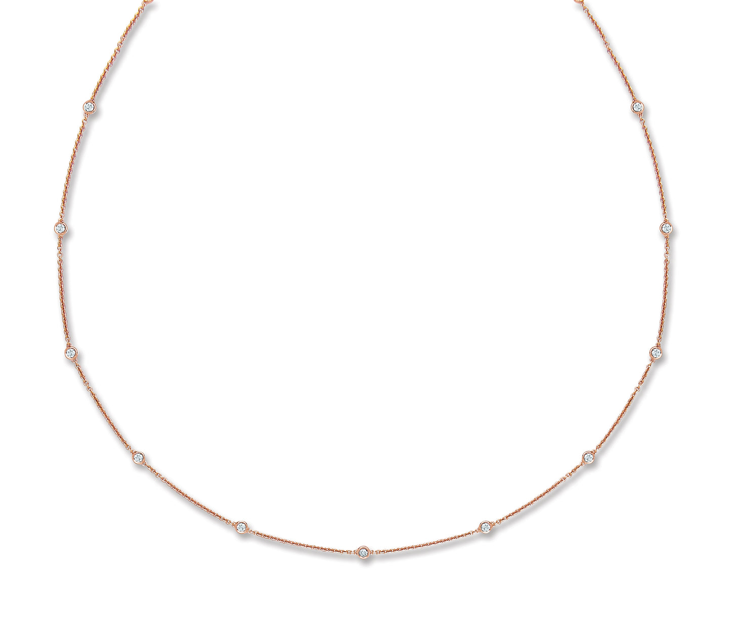 18ct Rose Gold 0.50ct Rubover Diamond Chain (18in/45cm) TGC-DCN0064