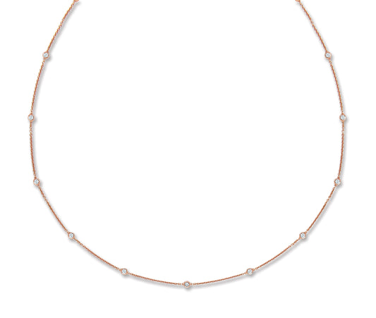 18ct Rose Gold 0.50ct Rubover Diamond Chain (18in/45cm) TGC-DCN0064