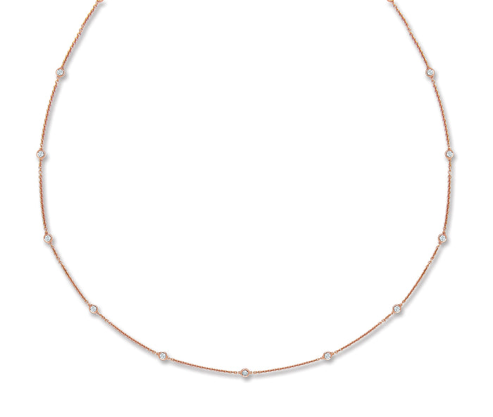 18ct Rose Gold 0.50ct Rubover Diamond Chain (18in/45cm) TGC-DCN0064