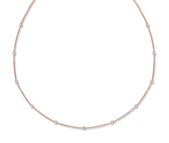 18ct Rose Gold 0.50ct Rubover Diamond Chain (18in/45cm) TGC-DCN0064