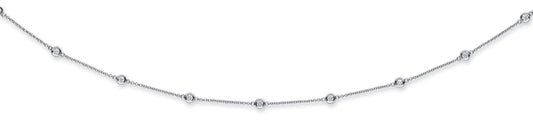 18ct White Gold 1.00ct Rubover Diamond Chain (18in/45cm) TGC-DCN0068