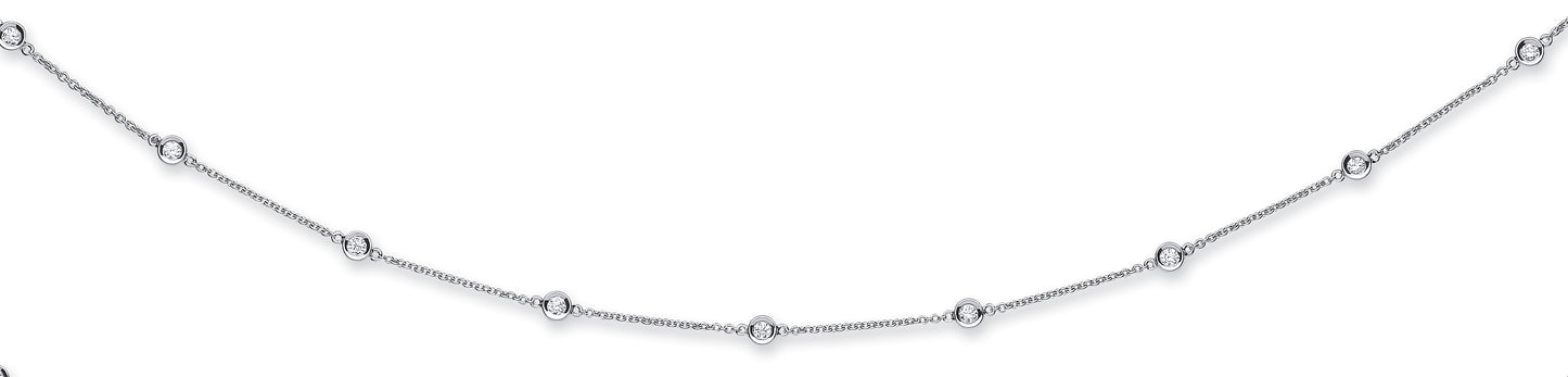 18ct White Gold 2.00ct Rubover Diamond Chain (36in/91cm) TGC-DCN0069