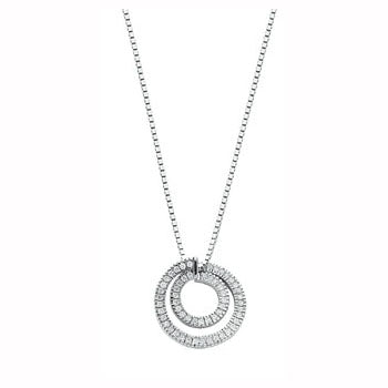9ct White Gold 0.31ct Diamond Circle Pendant with 18in/45cm Chain TGC-DCN0010