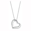 9ct White Gold 0.15ct Diamond Double Heart Pendant with 18in/45cm Chain TGC-DCN0013