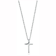 9ct White Gold 0.04ct Diamond Cross Pendant with 18in/45cm Chain TGC-DCN0021