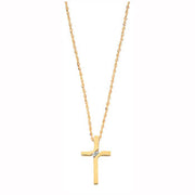 9ct Yellow Gold 0.04ct Diamond Cross Pendant with 18in/45cm Chain TGC-DCN0022