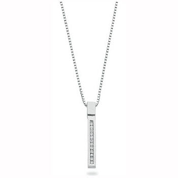 9ct White Gold 0.12ct Diamond Drop Pendant with 18in/45cm Chain TGC-DCN0024