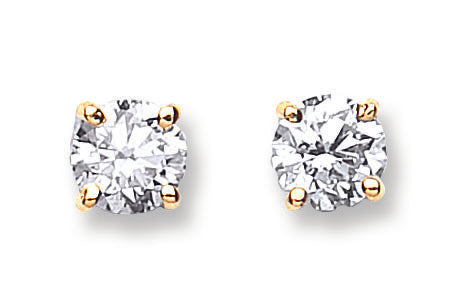 18ct Yellow Gold 1.00ct Claw Set Diamond Stud Earrings TGC-DER0004