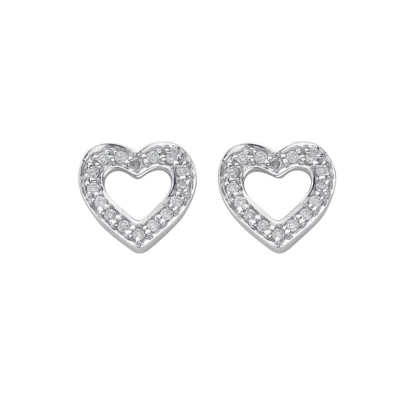 18ct White Gold 0.18ct Diamond Heart Stud Earrings TGC-DER0032
