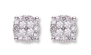 18ct White Gold 0.50ct Cluster Diamond Studs TGC-DER0182