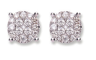 18Ct White Gold 1.00ct Cluster Diamond  Studs TGC-DER0184