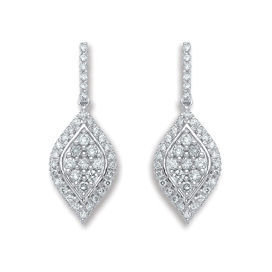 18ct White Gold 0.50ct Diamond Drop Earrings  TGC-DER0205