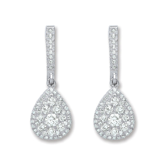 18ct White Gold 0.75ct Diamond Drop Earrings  TGC-DER0208
