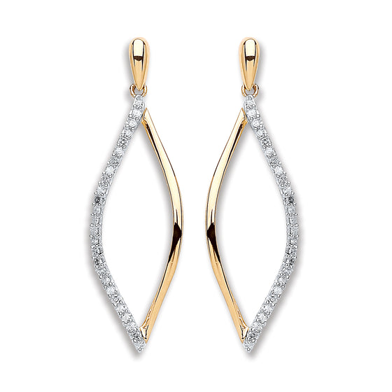 9ct Yellow Gold 0.15ct Diamond Drop Earrings  TGC-DER0217