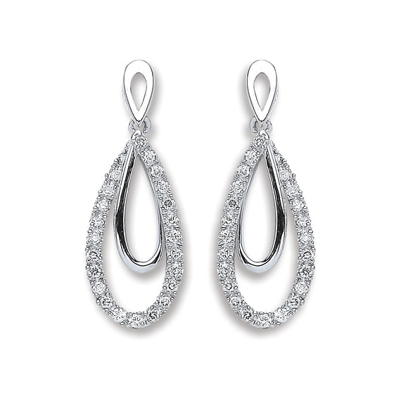 9ct White Gold 0.20ct Diamond Drop Earrings  TGC-DER0218