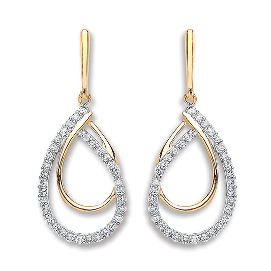 9ct Yellow Gold 0.20ct Diamond Drop Earrings  TGC-DER0219