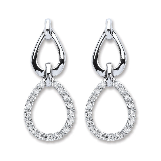 9ct White Gold 0.25ct Diamond Drop Earrings  TGC-DER0224