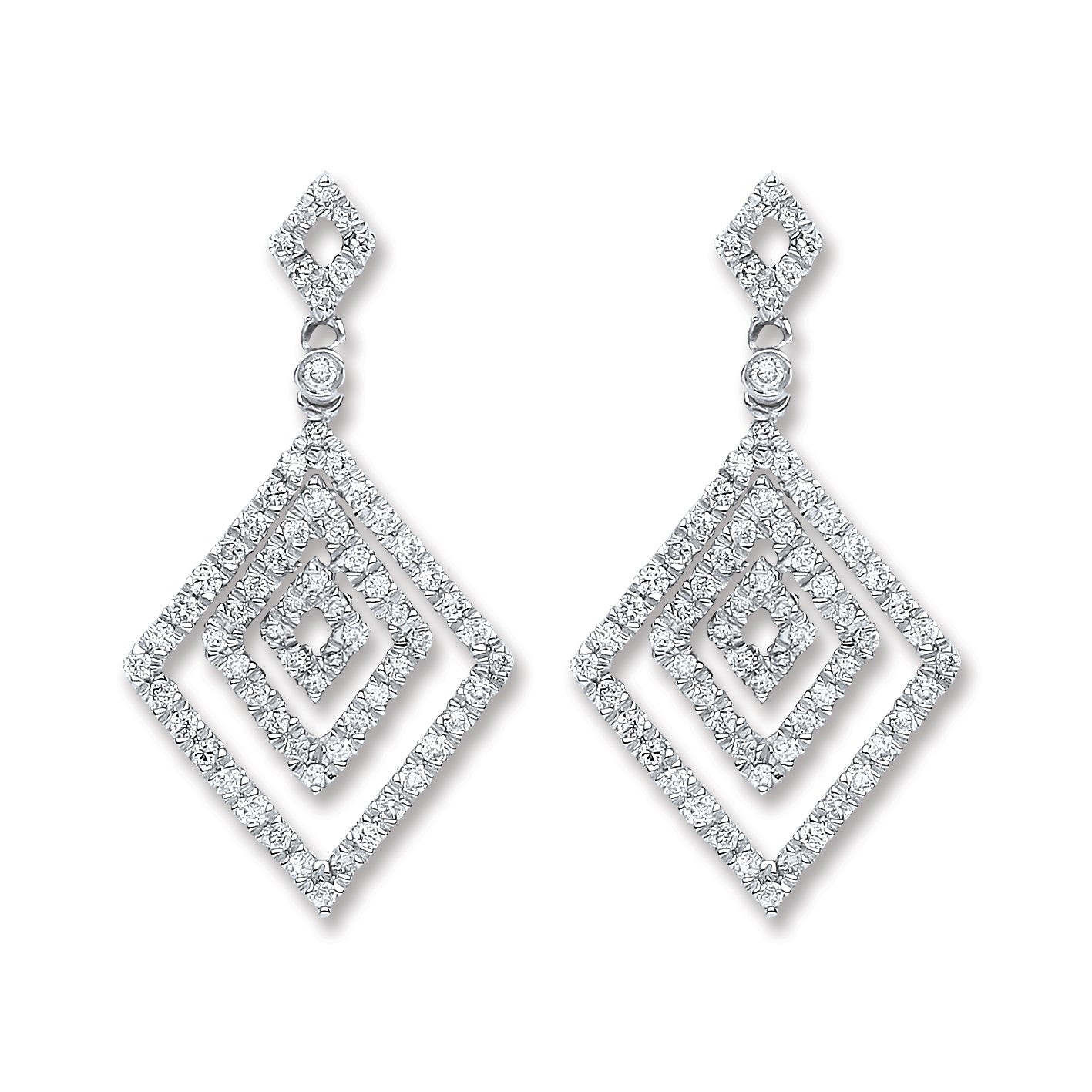 18ct White Gold 0.50ct Diamond Drop Earrings  TGC-DER0228