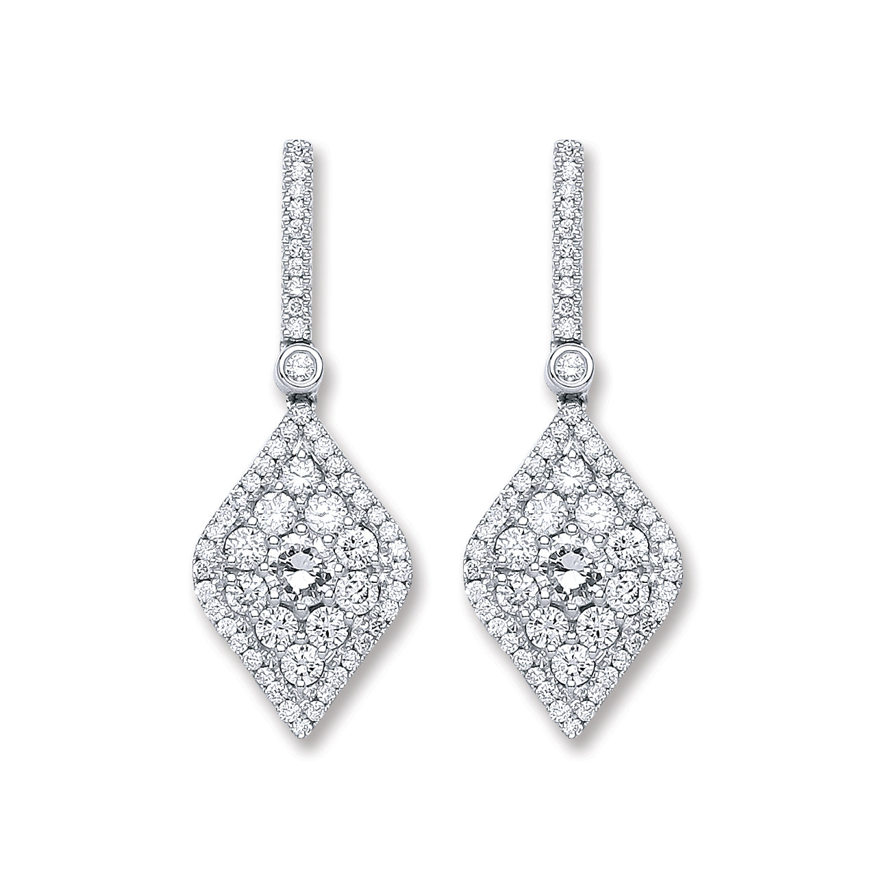 18ct White Gold 1.50ct Diamond Drop Earrings  TGC-DER0229