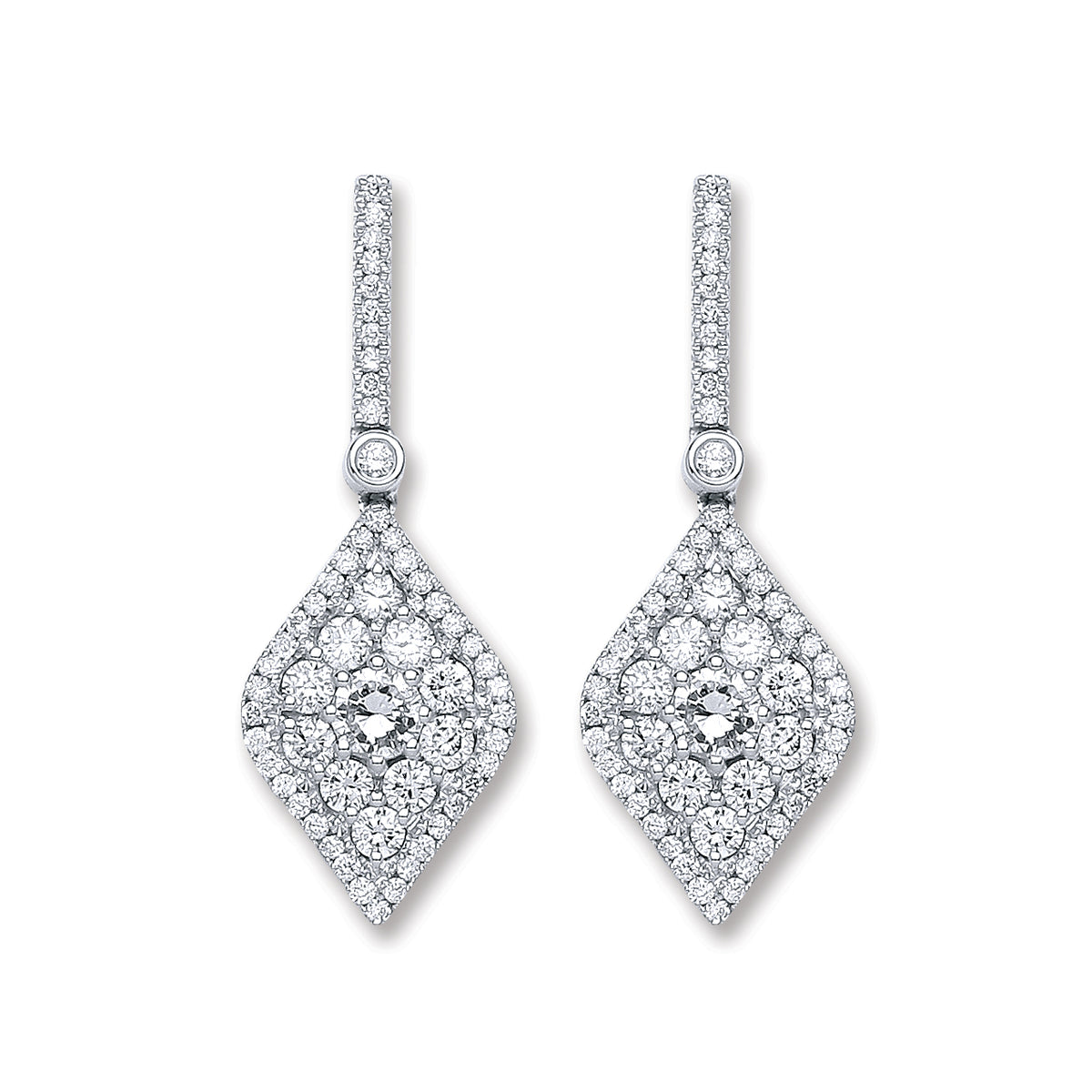 18ct White Gold 1.50ct Diamond Drop Earrings  TGC-DER0229
