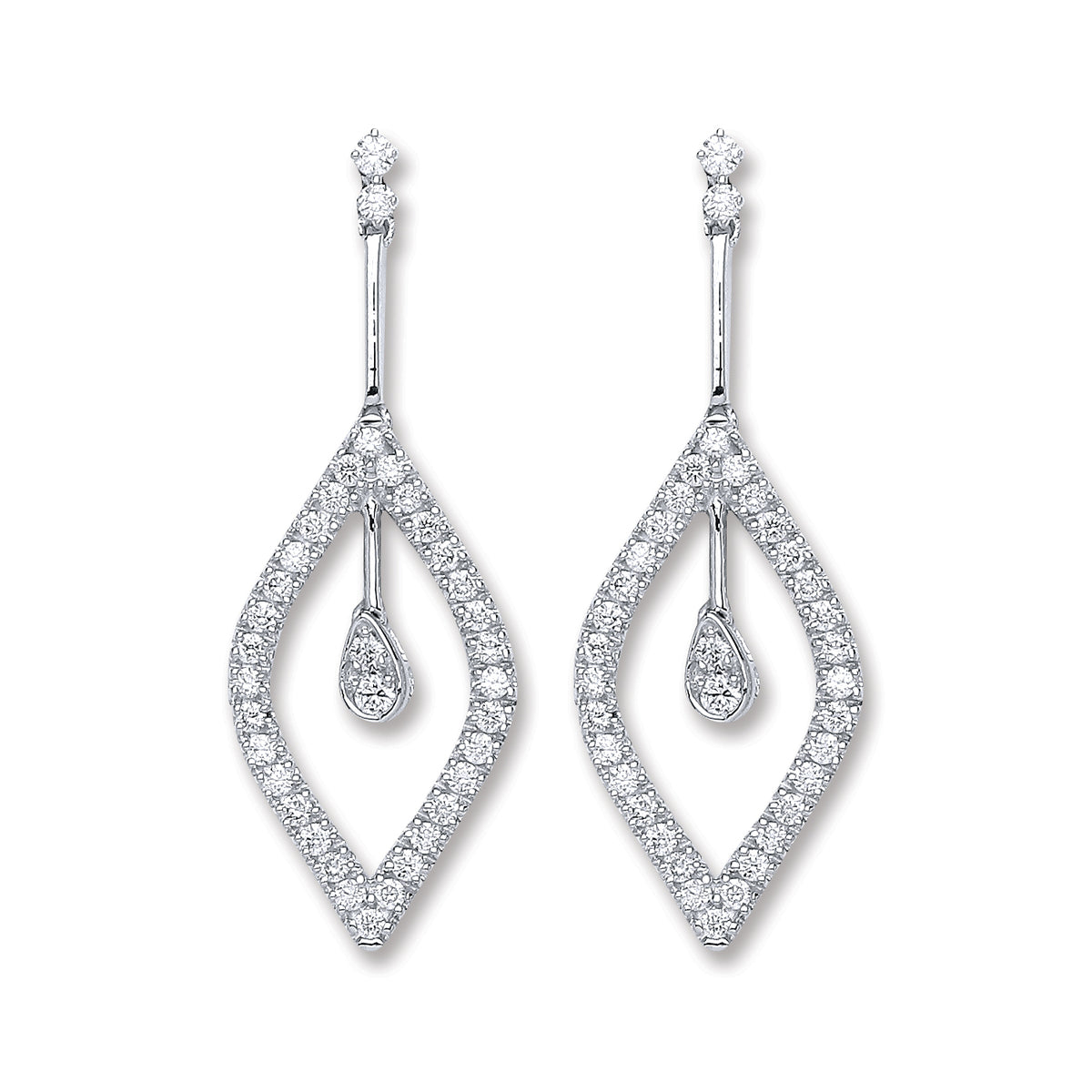 18ct White Gold 0.80ct Diamond Drop Earrings  TGC-DER0230
