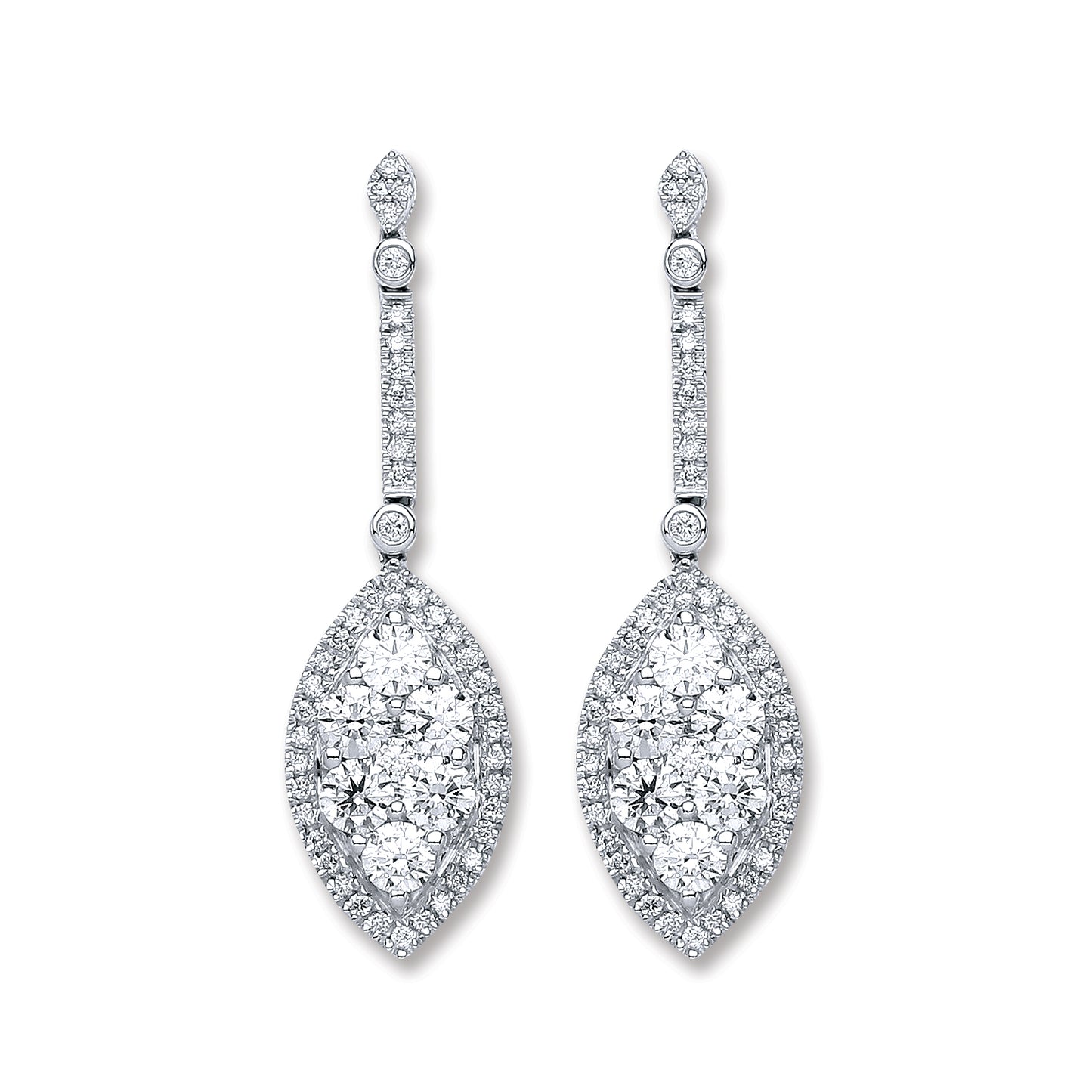 18ct White Gold 2.50ct Diamond Drop Earrings  TGC-DER0231