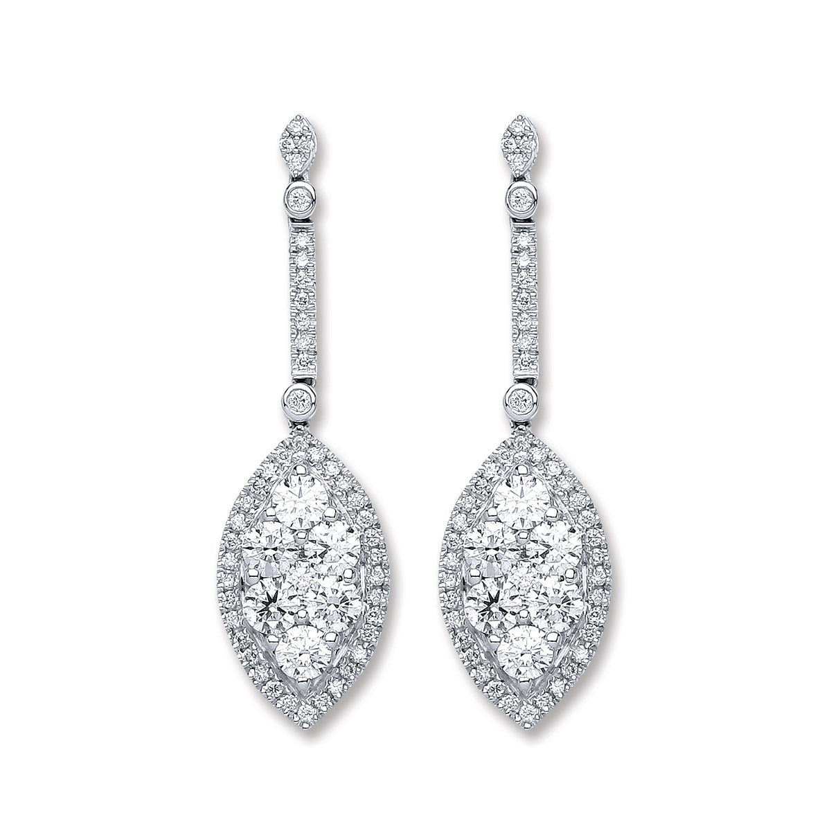 18ct White Gold 2.50ct Diamond Drop Earrings  TGC-DER0231