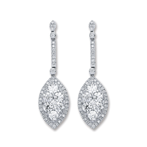 18ct White Gold 2.50ct Diamond Drop Earrings  TGC-DER0231