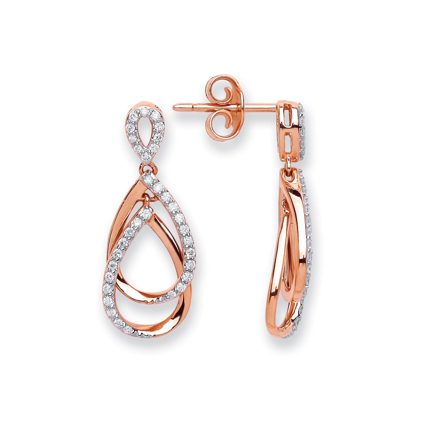 18ct Rose Gold 0.30ct Diamond Drop Earrings  TGC-DER0233