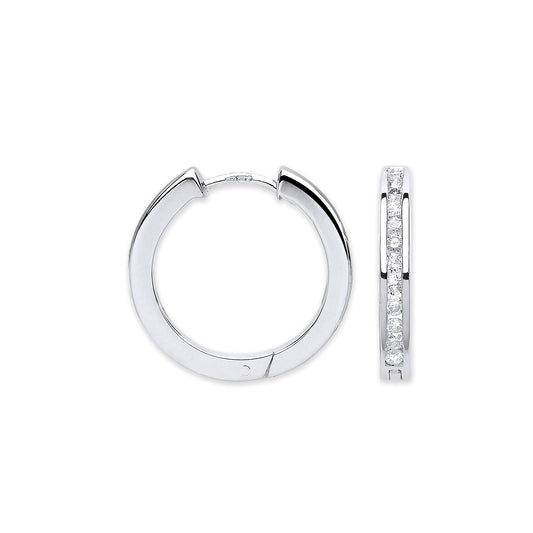 9ct White Gold 0.50ct Diamond Hoop Earrings TGC-DER0237