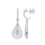 18ct White Gold 1.26ct Fancy Pear Shaped Grain Set Drop Earrings TGC-DER0241