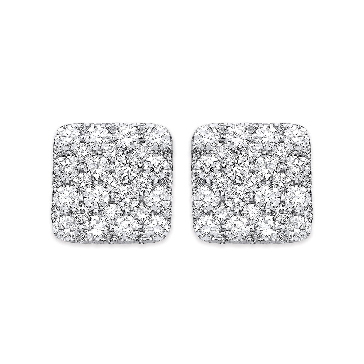 18ct White Gold 1.67ct Square Grain Set Drop Earrings TGC-DER0242