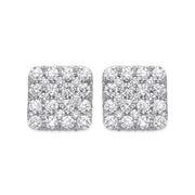 18ct White Gold 1.67ct Square Grain Set Drop Earrings TGC-DER0242