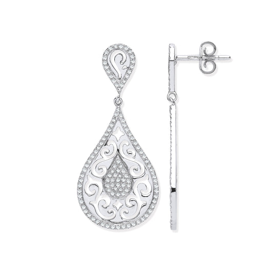 9ct White Gold 0.50ct Diamond Drop Earrings  TGC-DER0248