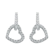 9ct White Gold 0.50ct Diamond Heart Drop Earrings TGC-DER0107