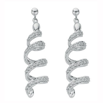 9ct White Gold 0.75ct Diamond Spiral Drop Earrings TGC-DER0108