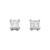 18ct White Gold 1.00ct Claw Set Princess Cut Diamond Stud Earrings TGC-DER0152