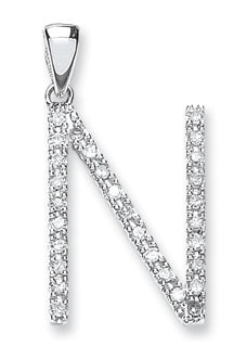 9ct White Gold 0.24ct Diamond N Initial TGC-DIN0001N