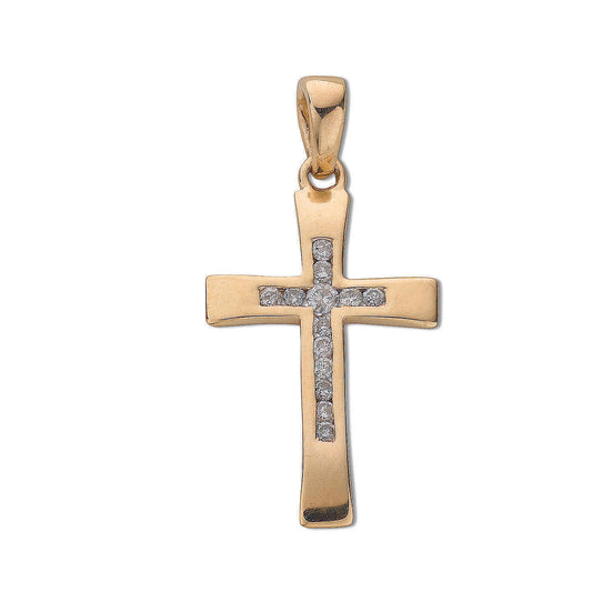 9ct Yellow Gold 0.12ct Diamond Cross TGC-DPD0033