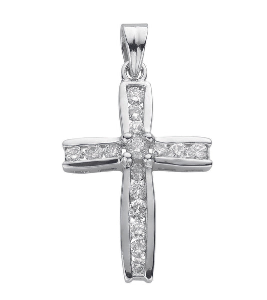 18ct White Gold 1.00ct Diamond Cross TGC-DPD0117