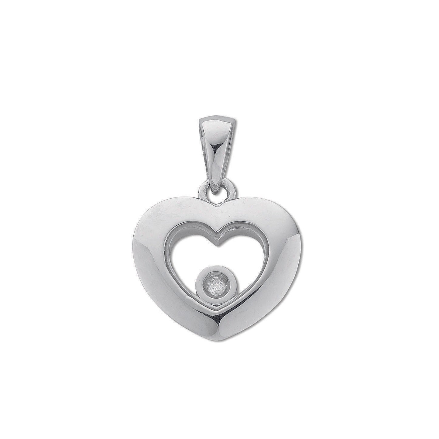 9ct White Gold Floating Diamond Heart Pendant TGC-DPD0149