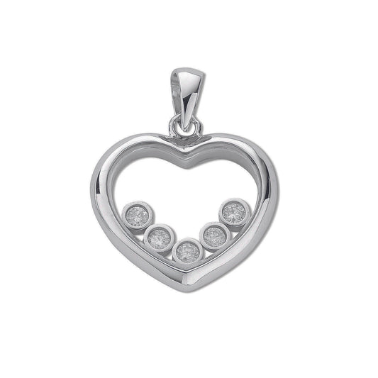 9ct White Gold 0.15ct Floating Diamond Heart Pendant TGC-DPD0151