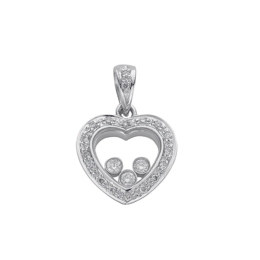 9ct White Gold 0.17ct Floating Diamond Heart Pendant TGC-DPD0153