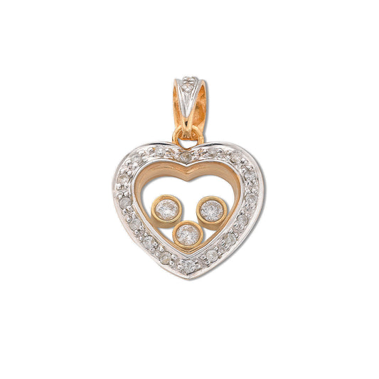 9ct Yellow Gold 0.17ct Floating Diamond Heart Pendant TGC-DPD0154