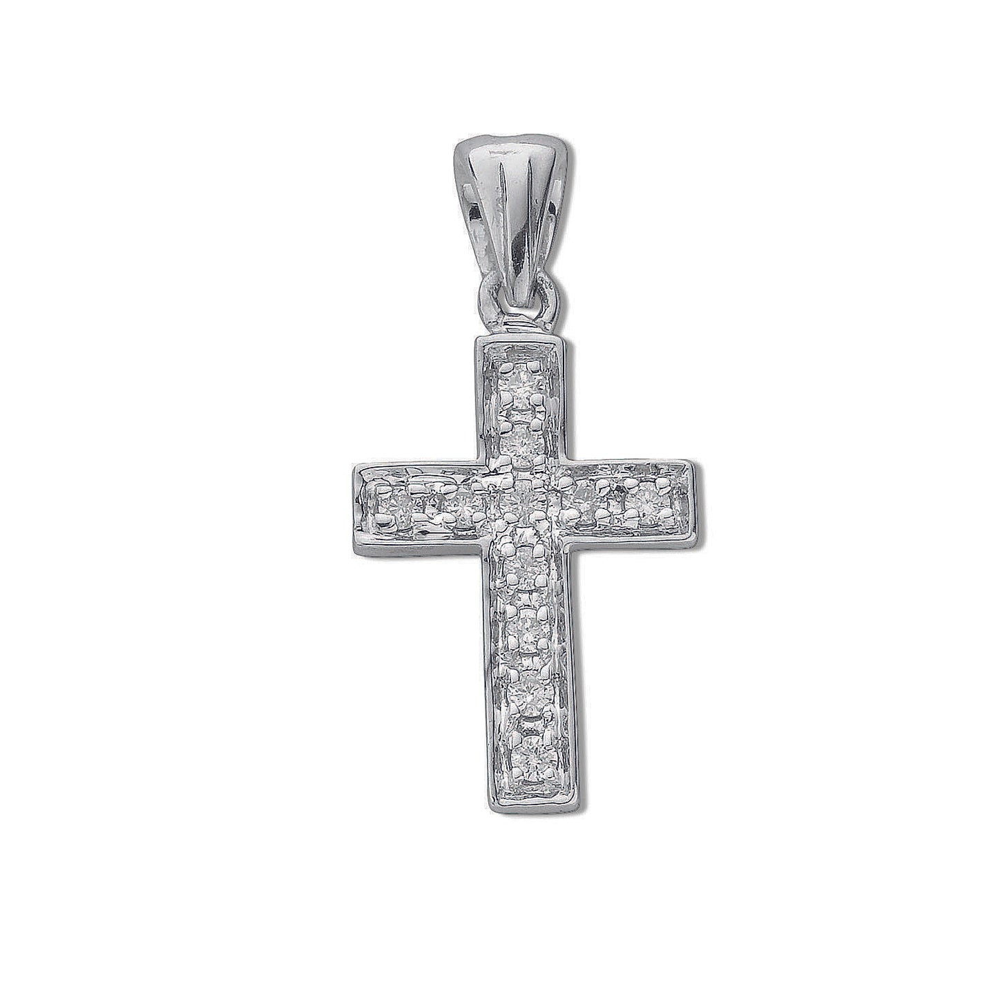 9ct White Gold 0.10ct Diamond Cross TGC-DPD0175