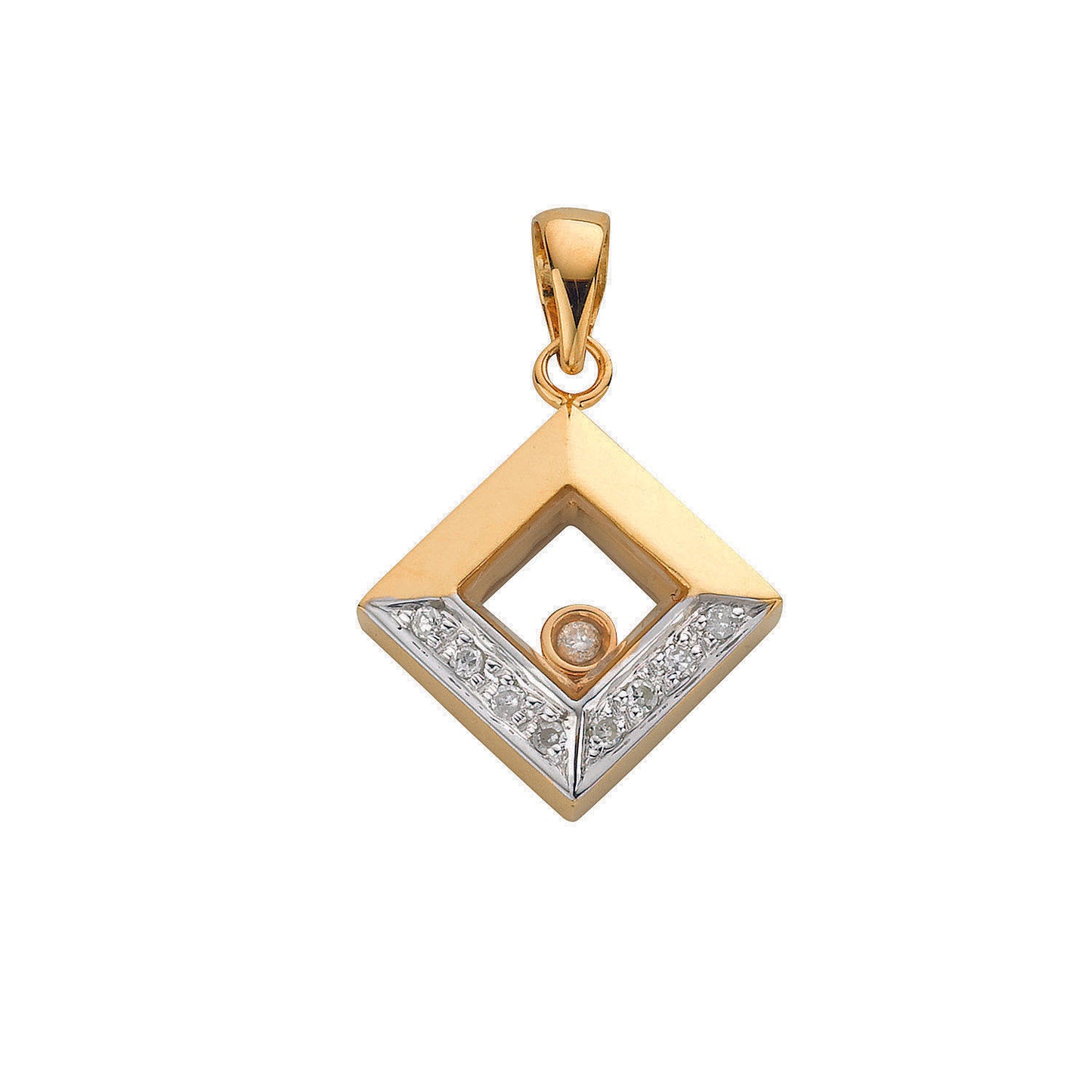 9ct Yellow Gold 0.05ct Floating Diamond Pendant TGC-DPD0179