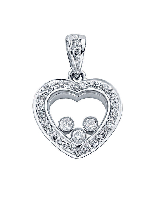 18ct White Gold 0.18ct Floating Diamond Heart Pendant TGC-DPD0279