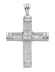 18ct White Gold 1.52ct Brilliant, Princess & Baguette Diamond Cross TGC-DPD0307